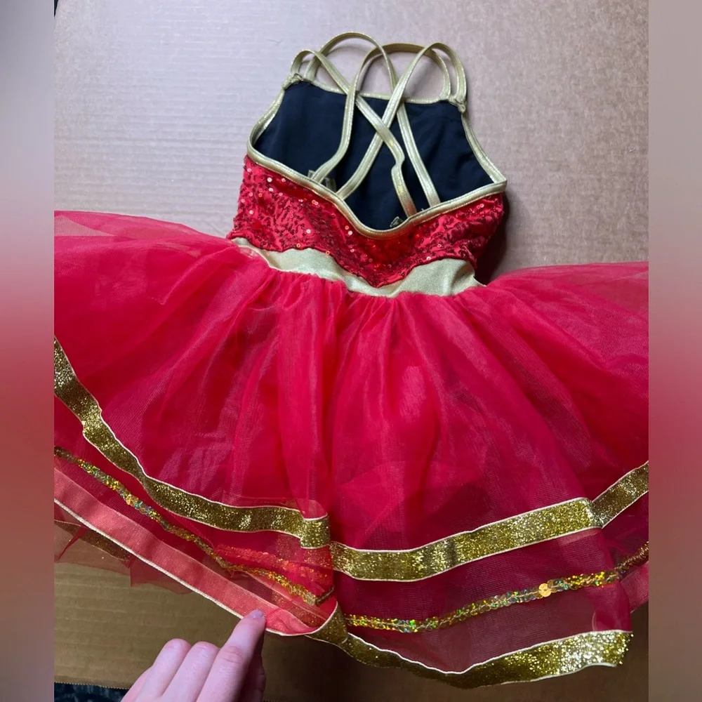 Weissman Gold Metallic Ribbon and Sequin Tutu Dress Size Child Small Red - Picture 8 of 9